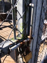 Close-up of rusty fence