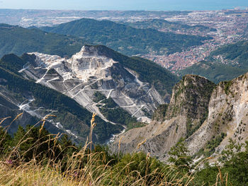 View of the marble quarries of carrara in italy