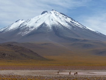 Scenic view of snowcapped mountain against sky