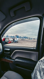 Cars seen through car window