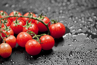 High angle view of fruits on table