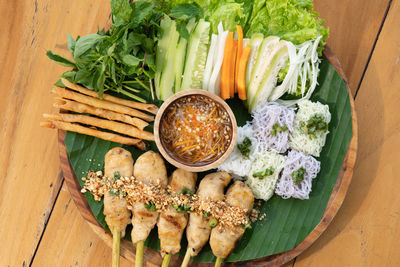 High angle view of food on table