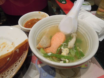 Close-up of soup in bowl