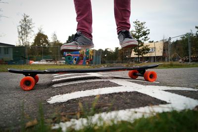 Low section of boy playing on playground