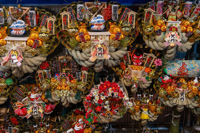 Full frame shot of multi colored lanterns