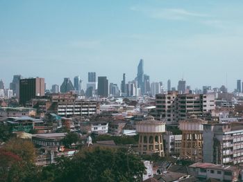 Cityscape against clear sky