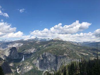 Panoramic view of landscape and mountains against sky