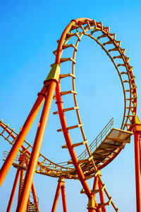 Low angle view of rollercoaster against sky