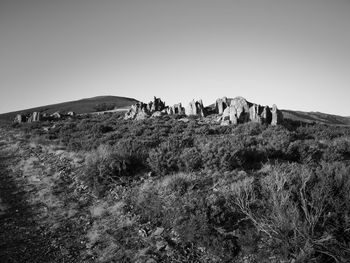View of landscape against clear sky