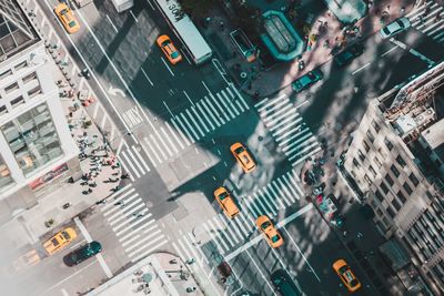 High angle view of traffic on road