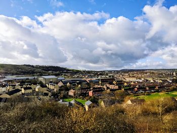 Panoramic shot of townscape against sky