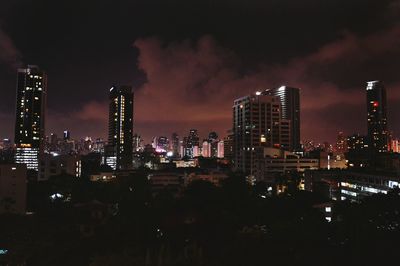 Illuminated cityscape at night