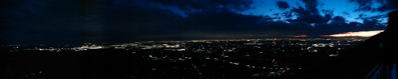 Aerial view of illuminated cityscape