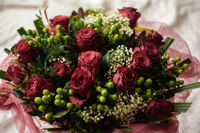 High angle view of bouquet