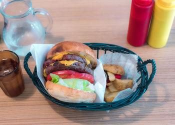 Variety of food on table