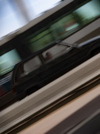 Close-up of train window