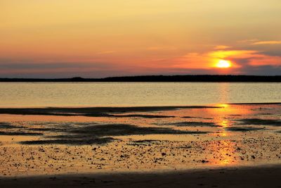 Scenic view of sunset over sea