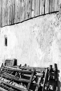 Stack of old wooden wall