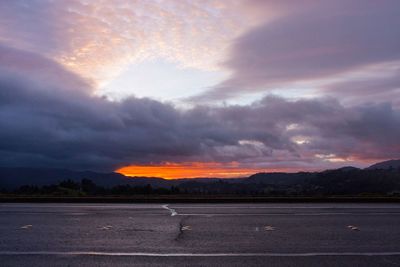 Scenic view of landscape against sky at sunset
