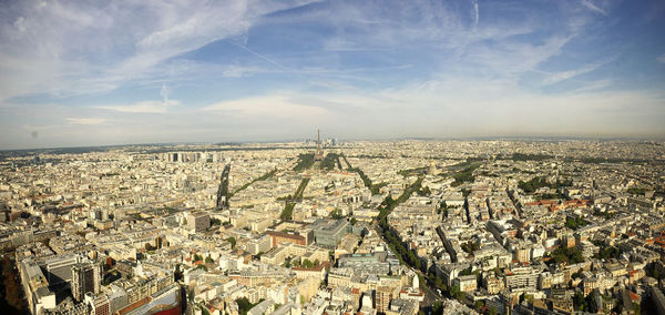 High angle shot of townscape against sky