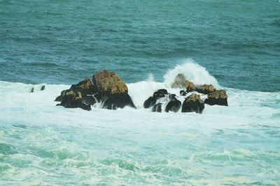 Scenic view of sea and rocks