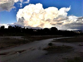 Scenic view of landscape against cloudy sky