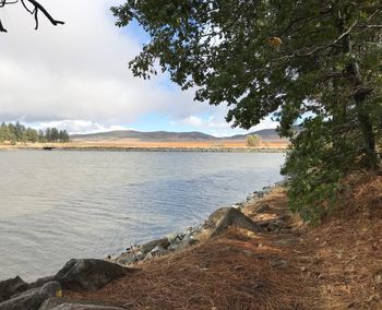 Scenic view of lake against sky