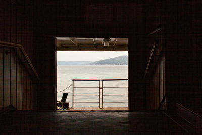 Interior of ferry at lake