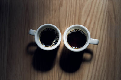 Directly above shot of coffee cup on table