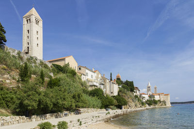 Buildings against sky with waterfront