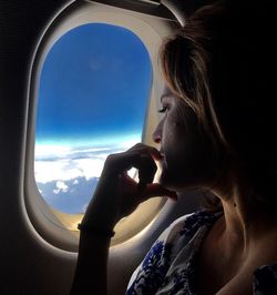 Close-up of airplane window