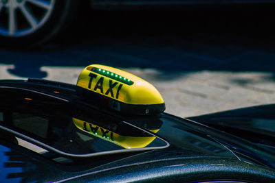 Close-up of yellow car