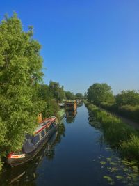 Scenic view of river against clear blue sky