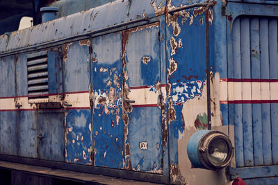 Close-up of rusty abandoned building