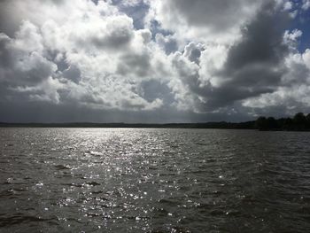 Scenic view of sea against cloudy sky