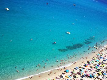 High angle view of people at beach