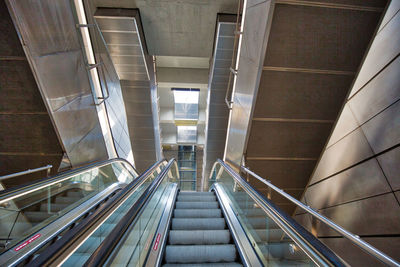 Low angle view of escalator at subway station