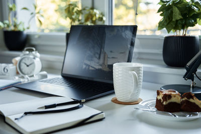 Interior of workplace at home