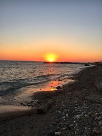 Scenic view of sea at sunset