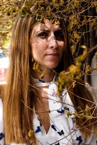 Portrait of beautiful woman with brown hair