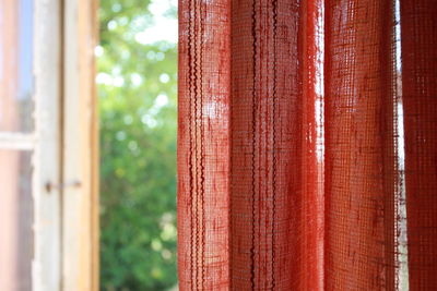 Close-up of red curtain