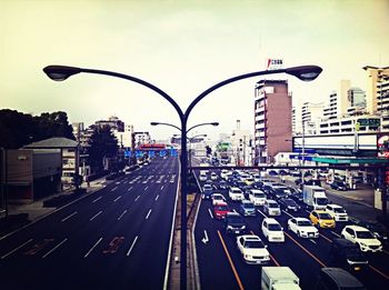 Traffic on road in city