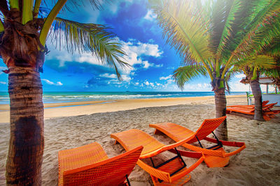 Scenic view of beach against sky