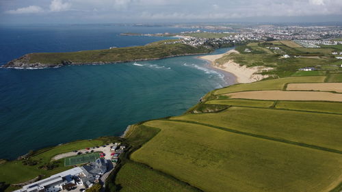 High angle view of beach against sky