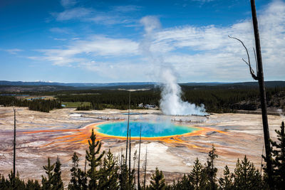 Scenic view of grand prismatic spring