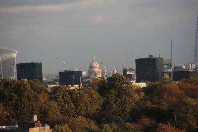 View of skyscrapers in city