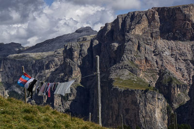 Panoramic view of rocks and mountains against sky