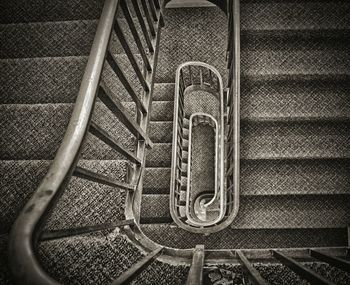 High angle view of spiral staircase