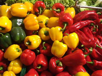 Full frame shot of multi colored bell peppers