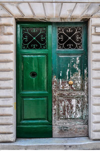 Closed door of old building